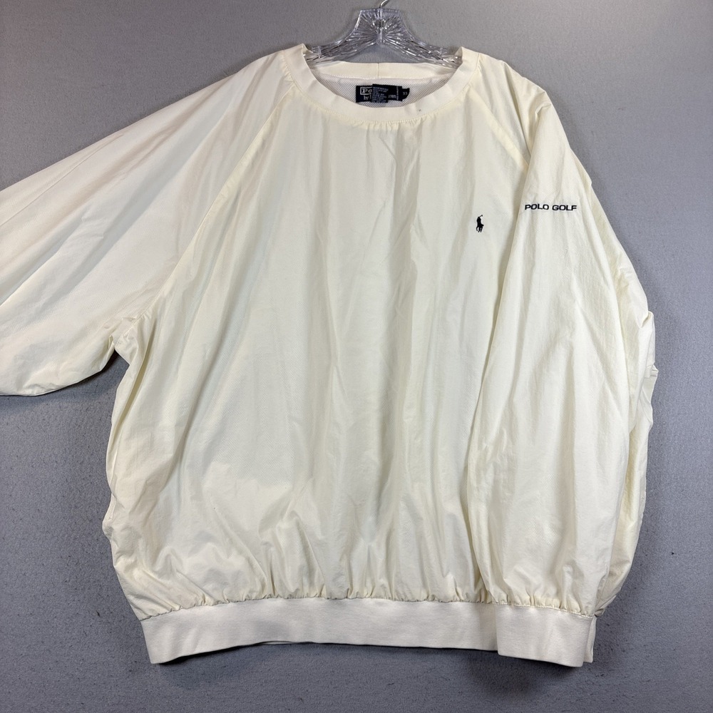 Polo by Ralph Lauren Jacket Men XL Cream Pullover Golf Windbreaker Lightweight